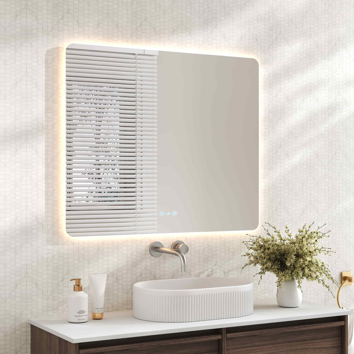 Luna LED Rectangular Mirror 900mm - with Adjustable LED Lighting