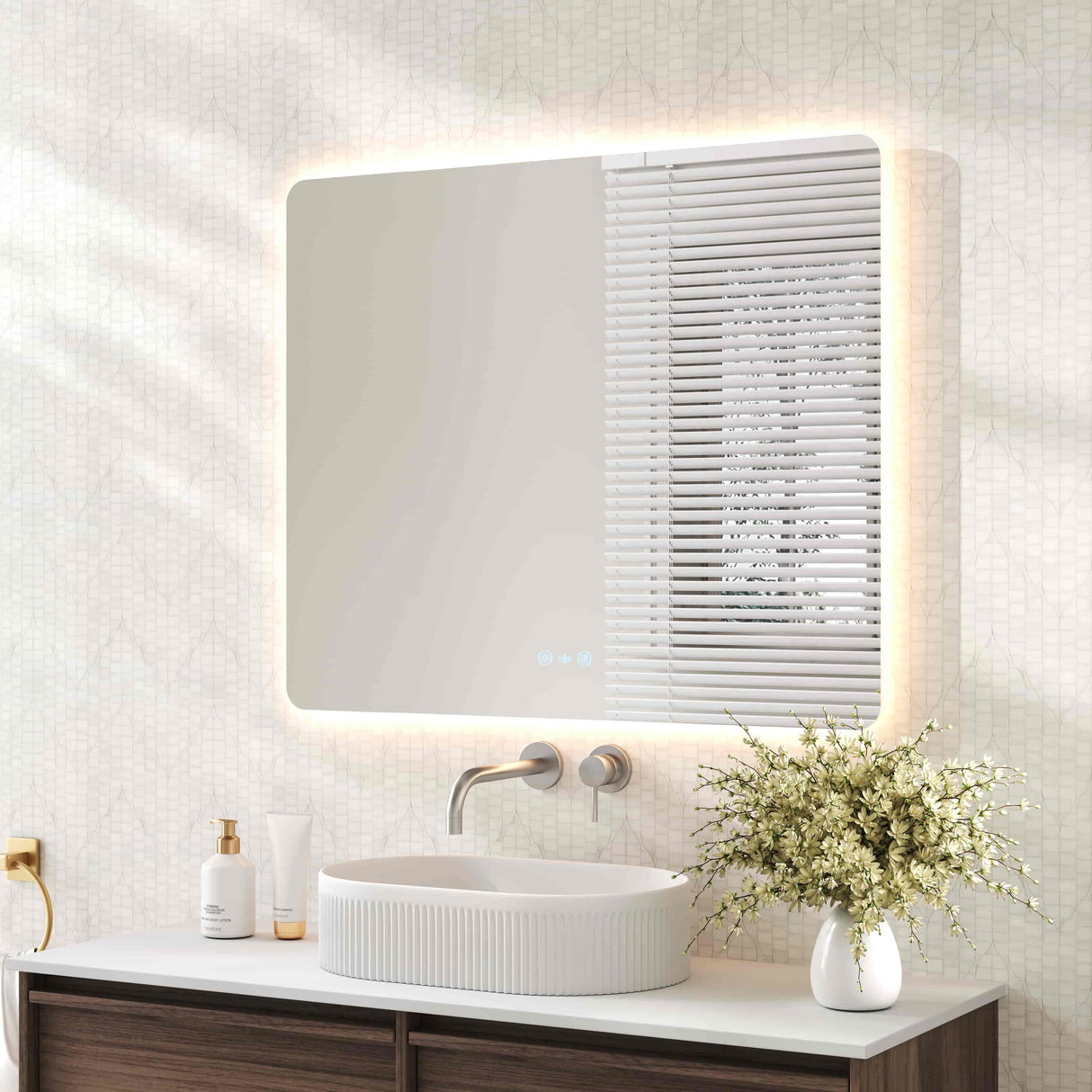 Luna LED Rectangular Mirror 900mm - with Adjustable LED Lighting