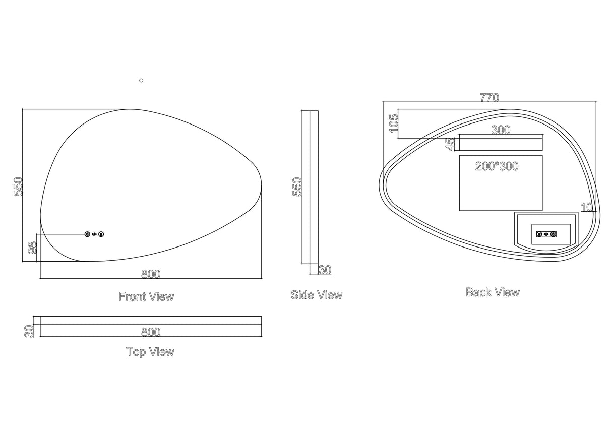 Luna 550×800mm LED Irregular Mirror