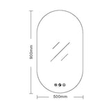 Luna LED Oval Mirror 500 x 900mm - with Adjustable LED Lighting