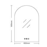 Luna LED Arch Mirror 600 x 900mm - with Adjustable LED Lighting