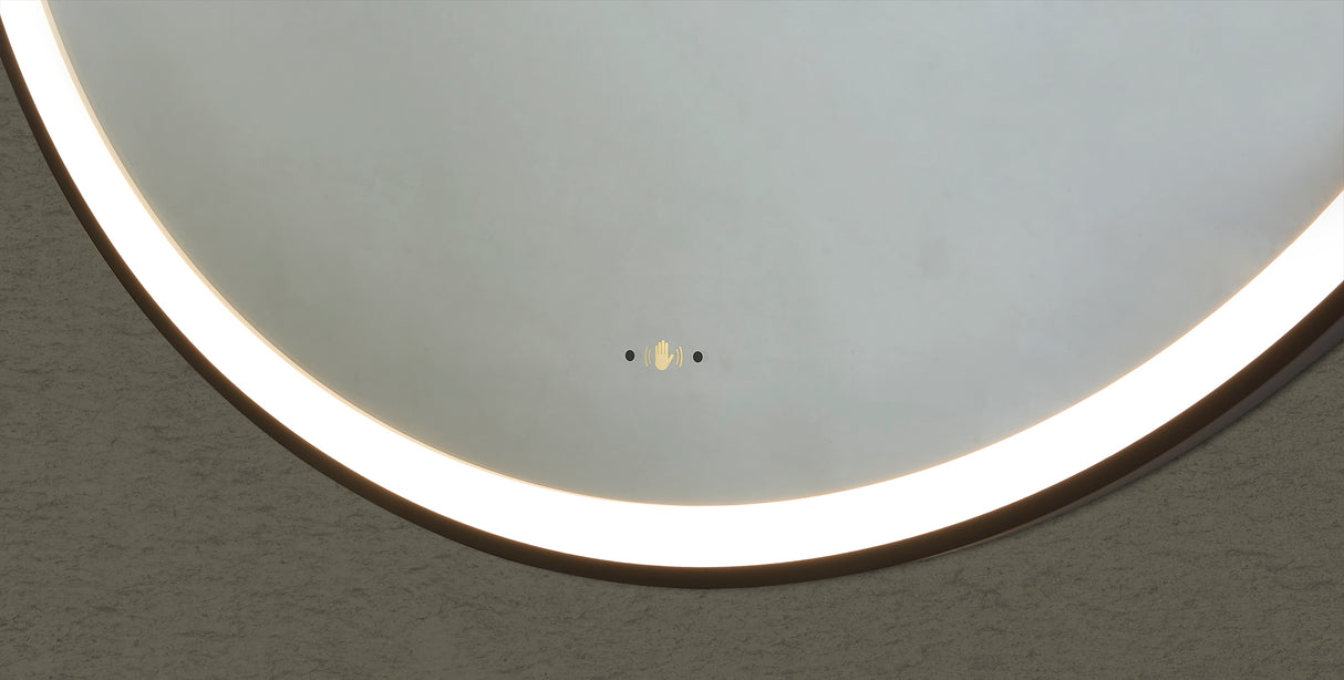 Luna Matte Black Round Touchless 600 X 600 Framed LED Mirror - Three Light Temperatures
