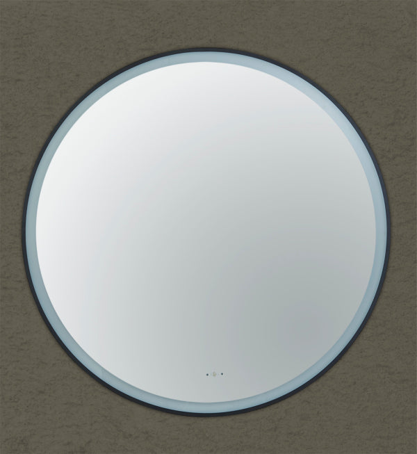 Luna Matte Black Round Touchless 600 X 600 Framed LED Mirror - Three Light Temperatures