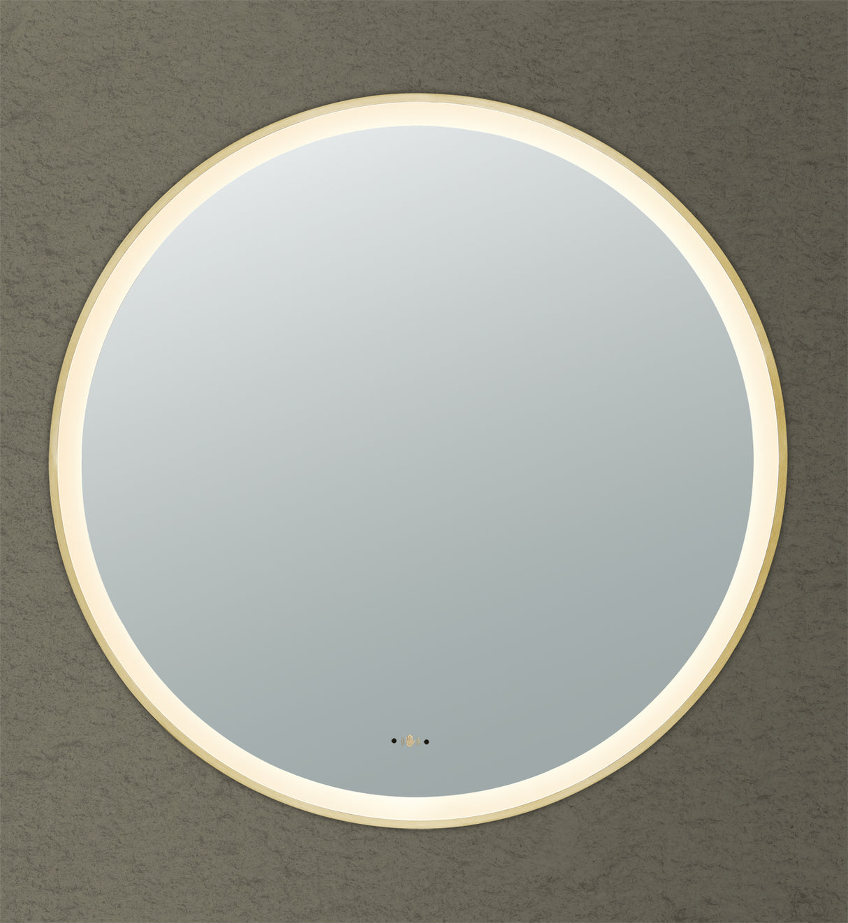 Luna Brushed Gold Round Touchless 800 X 800 Framed LED Mirror - Three Light Temperatures