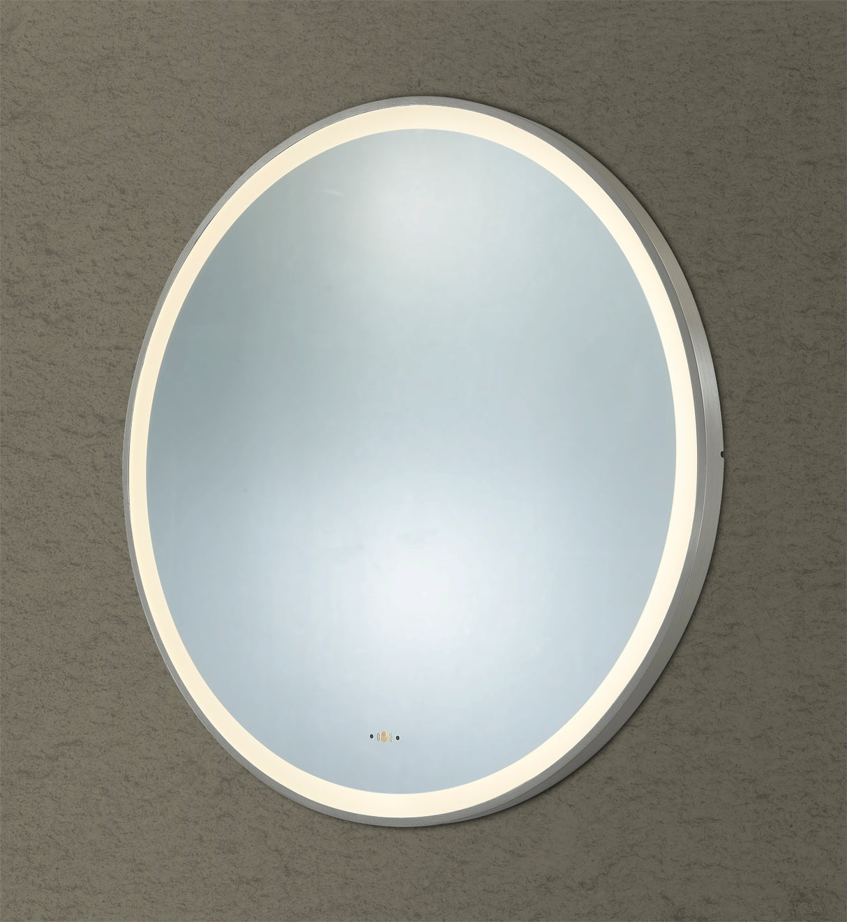 Luna Gun Metal Round Touchless 800 X 800 Framed LED Mirror - Three Light Temperatures