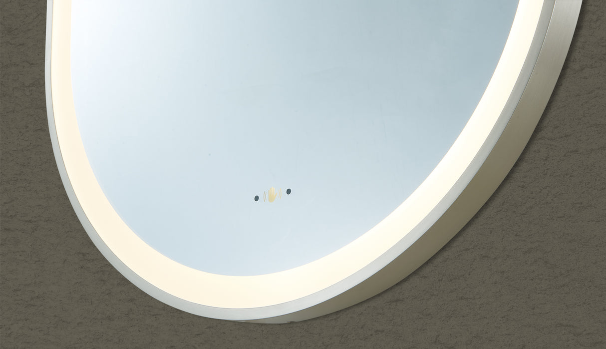 Olivia Gun Metal Oval Touchless 450 X 900 Framed LED Mirror - Three Light Temperatures