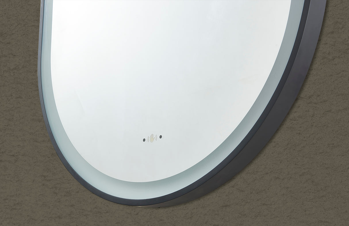 Olivia Matte Black Oval Touchless 450 X 900 Framed LED Mirror - Three Light Temperatures