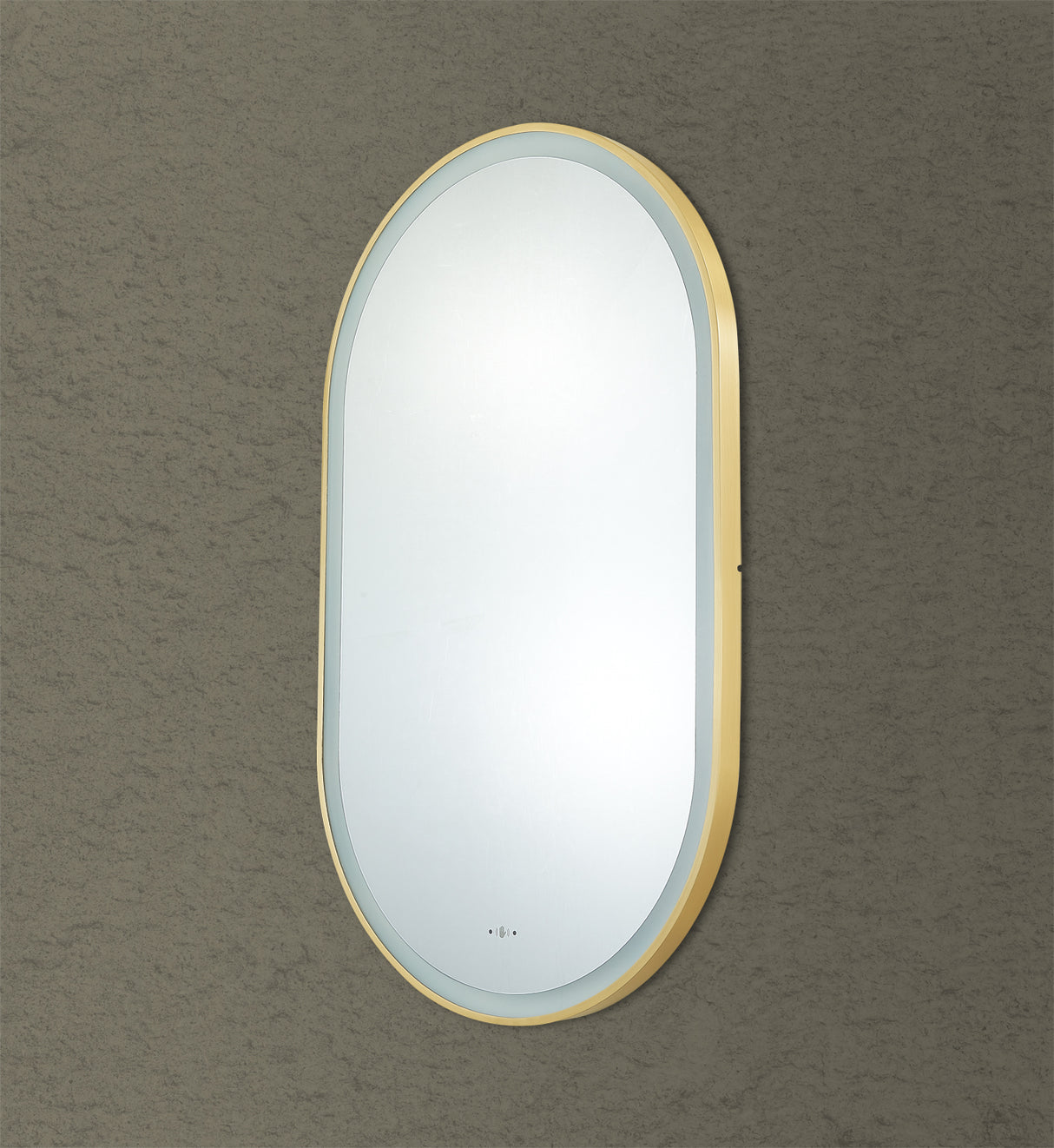 Olivia Brushed Gold Oval Touchless 600 X 1000 Framed LED Mirror - Three Light Temperatures