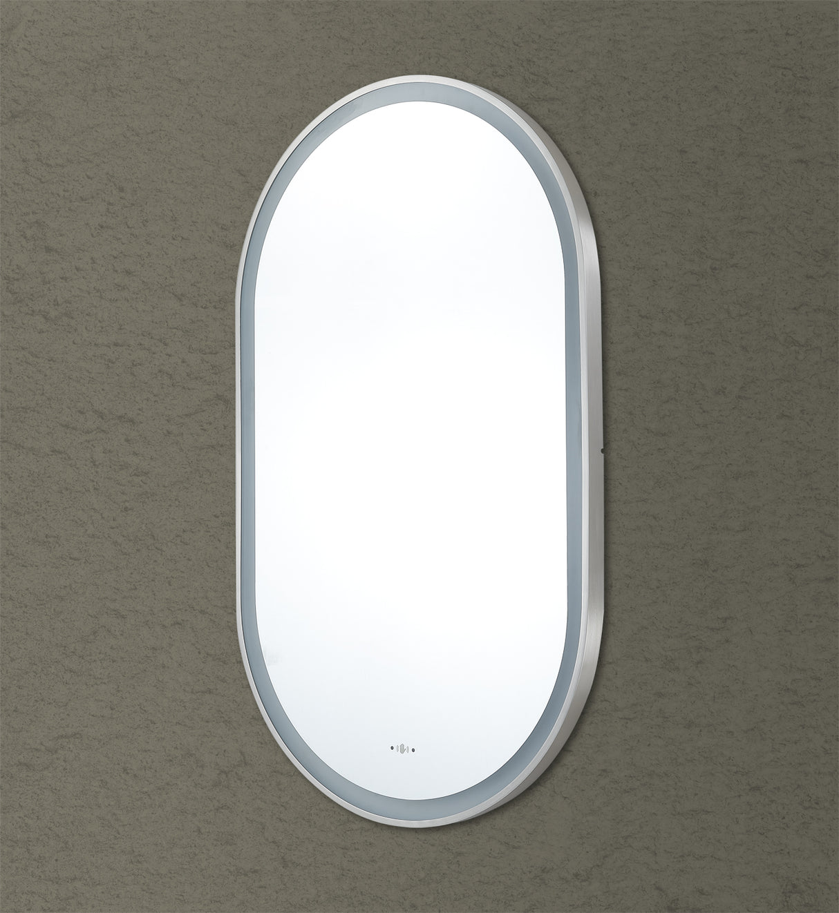 Olivia Brushed Nickel Oval Touchless 600 X 1000 Framed LED Mirror - Three Light Temperatures