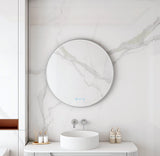 Maia 600/750/900mm LED Round Mirror – Brushed Nickel Frame