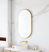 Maia 500×900mm LED Oval Mirror – Brushed Gold Frame