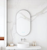 Maia 500×900mm LED Oval Mirror – Brushed Nickel Frame