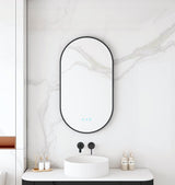 Maia 500×900mm LED Oval Mirror – Matt Black Frame