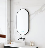 Maia 500×900mm LED Oval Mirror – Matt Black Frame