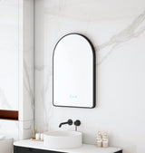 Maia 600×900mm LED Arch Mirror– Matt Black Frame