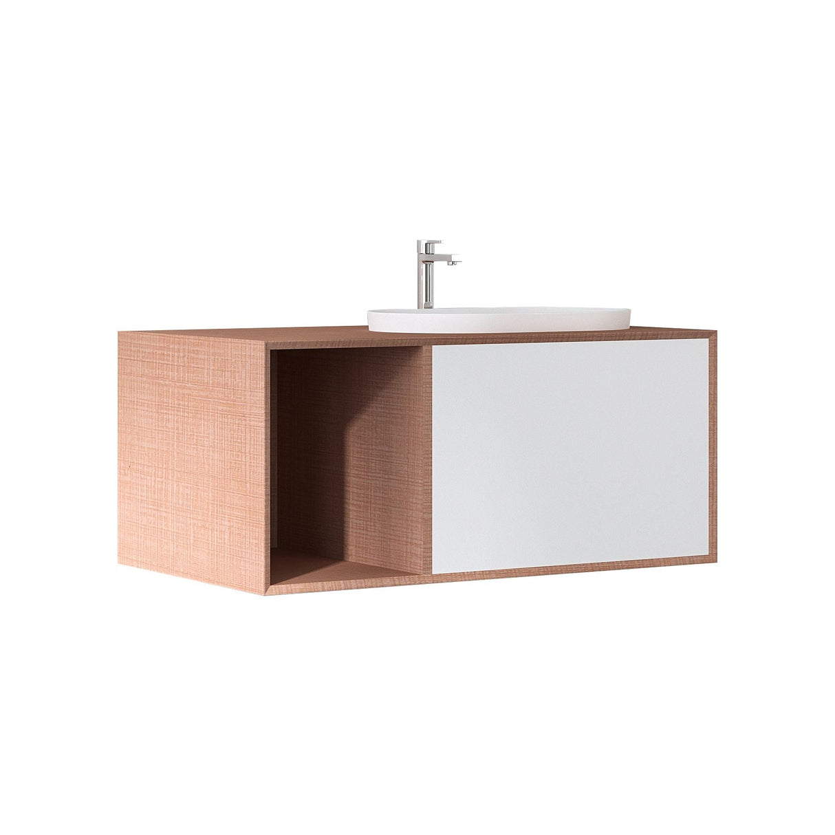 MIO 900mm Vanity Cabinet for Insert Basin with Left Side Shelf – Costa Oak
