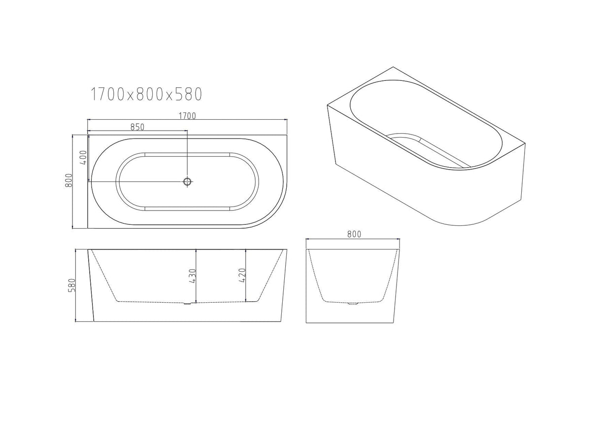 Nova Ultra-Thin Corner Bathtub - Gloss White
