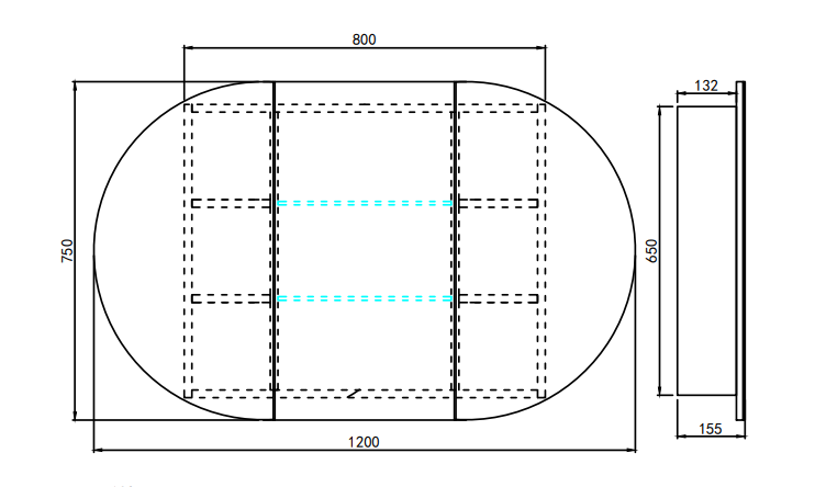 Olivia LED Mirror Cabinet 1200X750X155mm