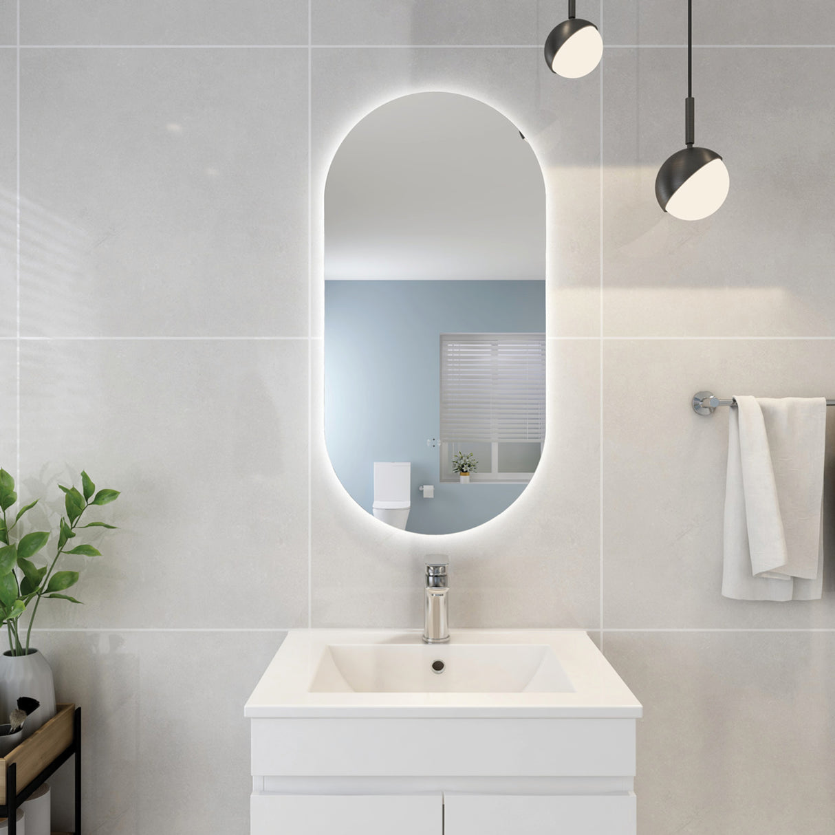Olivia Oval Touchless 450 X 900 Frameless LED Mirror - Three Light Temperatures