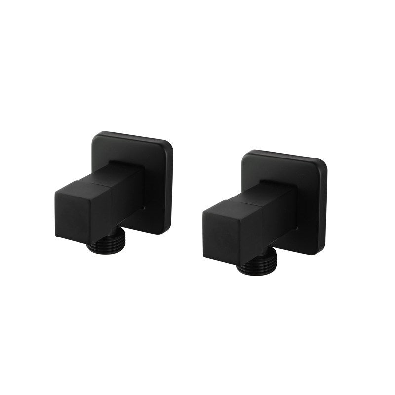 Bathroom Square Black 1/4 Turn Washing Machine Stop Tap(One Piece)