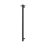 Round Vertical Matt Black Electric Heated Towel Rack Single Bar