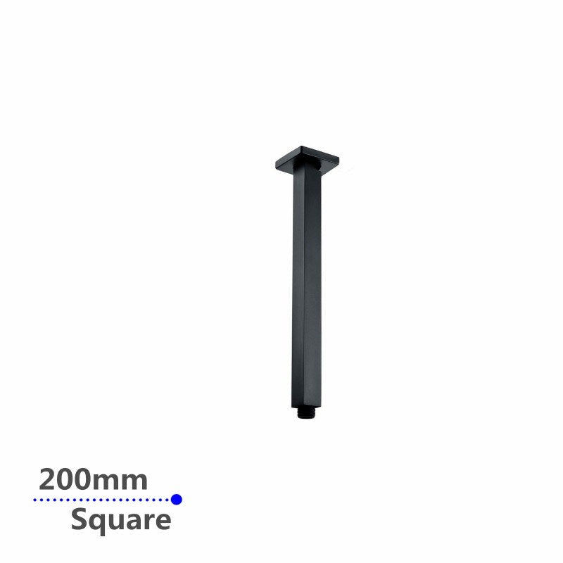 200mm Black Ceiling Shower Arm