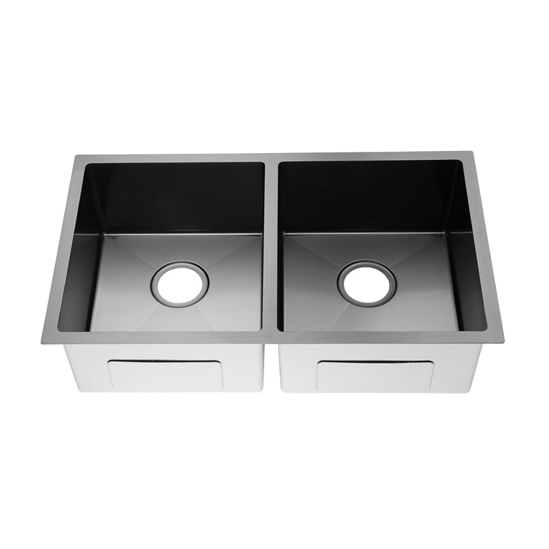 Handmade Stainless Steel Gun Metal Double Bowl Kitchen Sink 1.2mm (Top/Flush/Undermount) 770*450*215mm