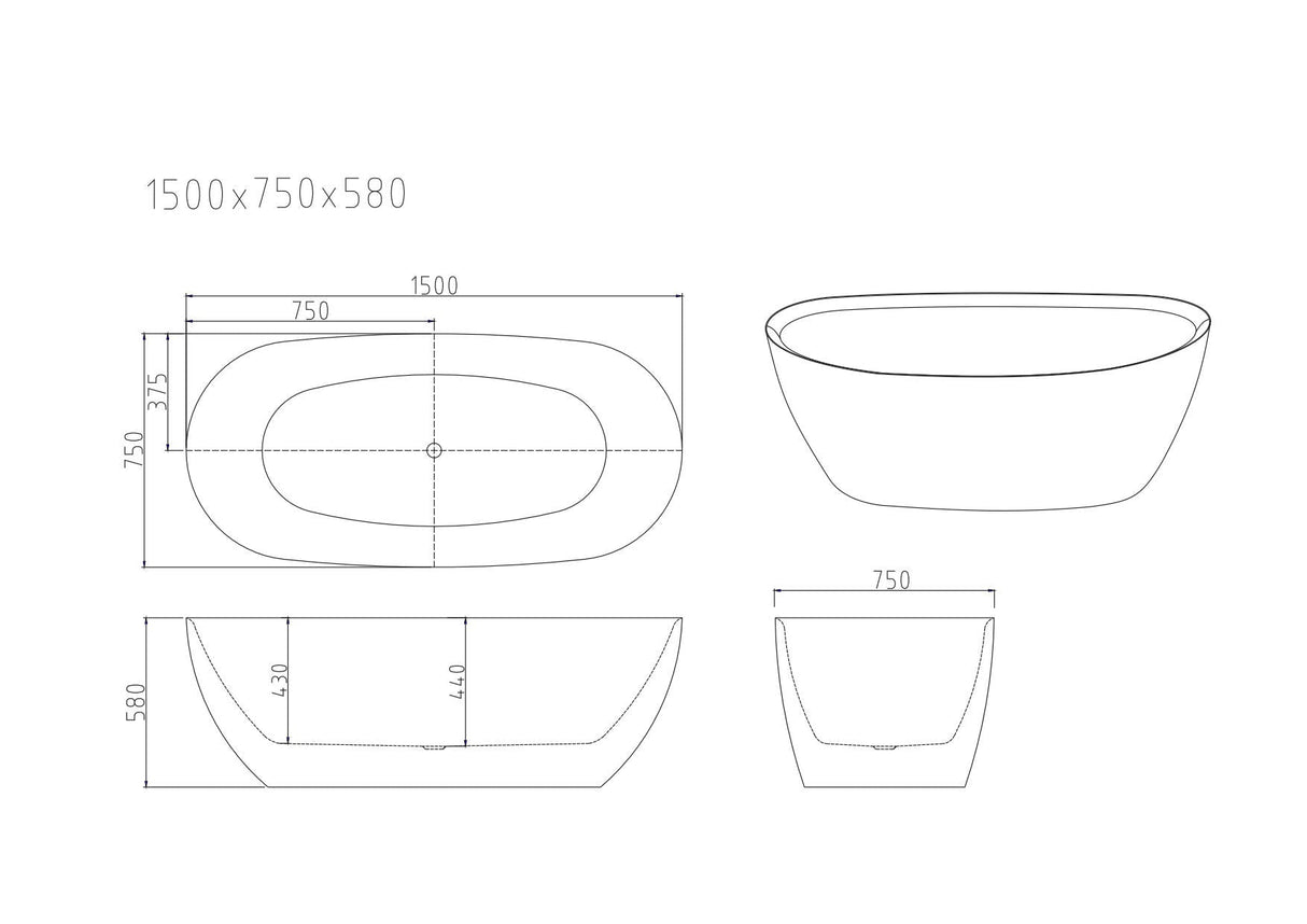 Pilato Freestanding Bathtub - Gloss White & Matt White