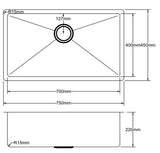 Stainless Steel Sink 750*450*220mm