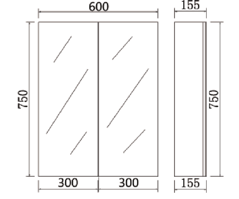 Pvc Shaving Cabinet 600*750*155mm