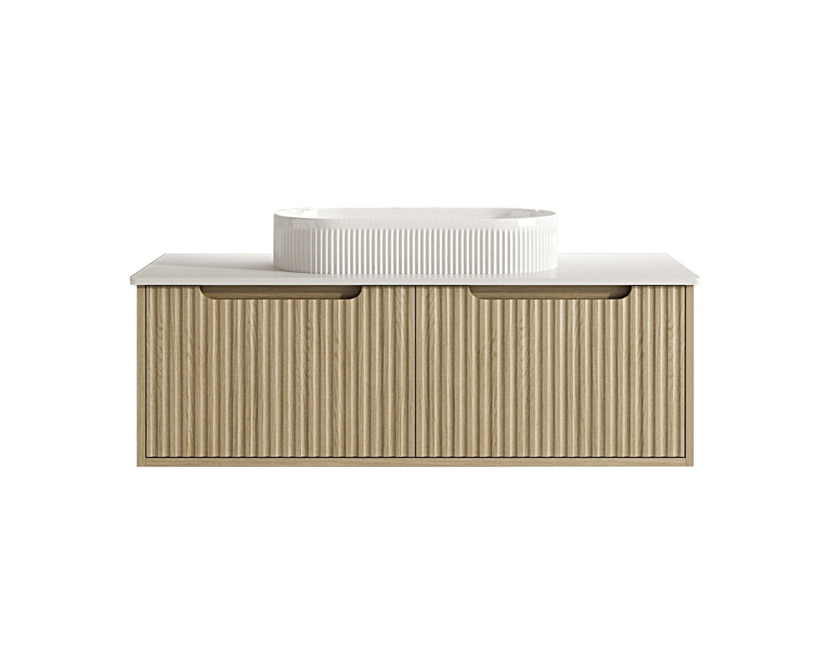 Fluted Rhea 1200mm Wall-Hung Cabinet - Natural Oak