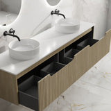 Fluted Rhea 1800mm Wall-Hung Cabinet - Natural Oak