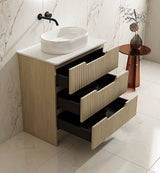 Fluted Rhea 750mm Freestanding Cabinet - Natural Oak