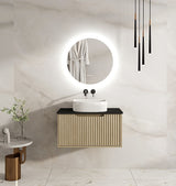 Fluted Rhea 750mm Wall-Hung Cabinet - Natural Oak