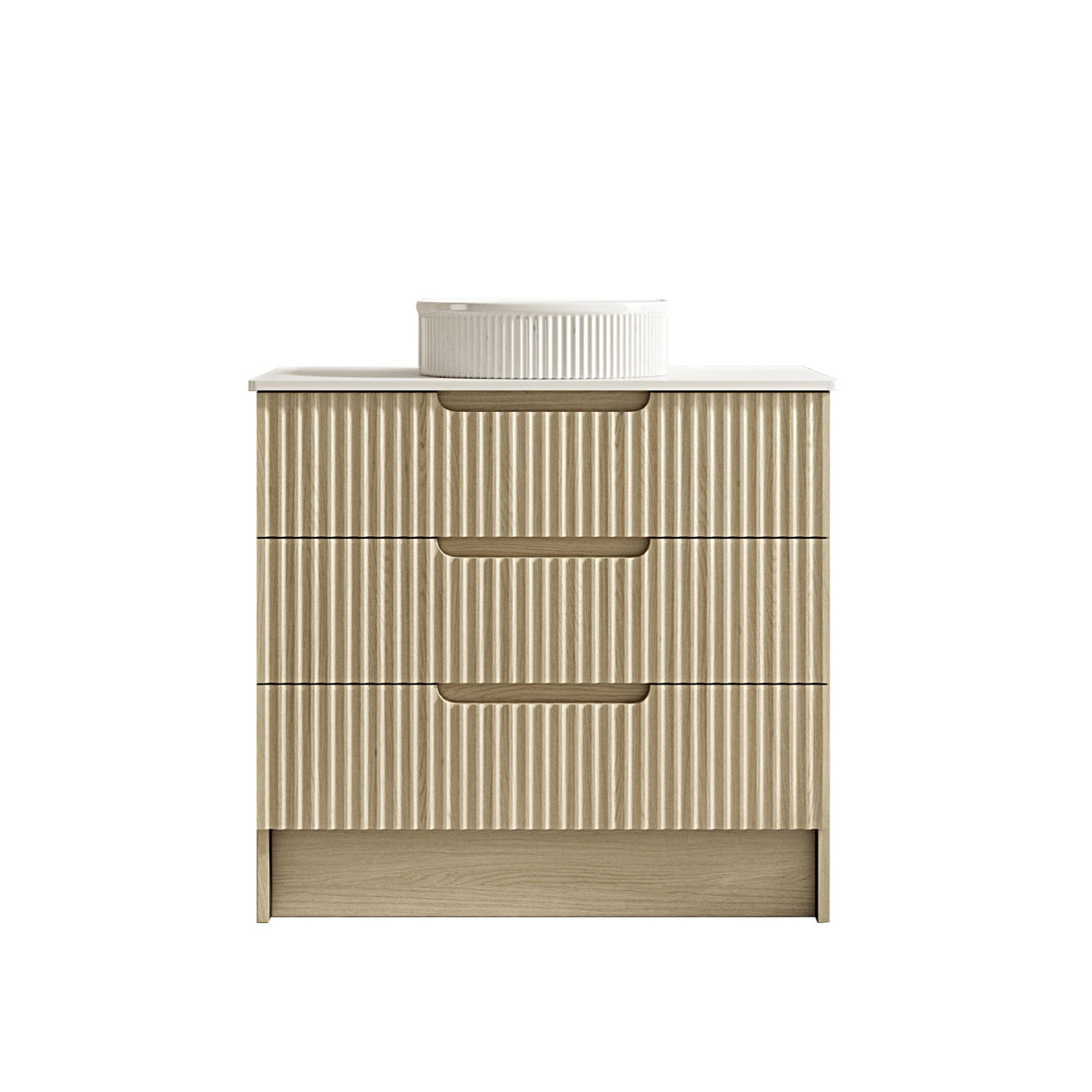 Fluted Rhea 900mm Freestanding Cabinet - Natural Oak