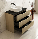 Fluted Rhea 900mm Freestanding Cabinet - Natural Oak