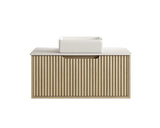 Fluted Rhea 900mm Wall-Hung Cabinet - Natural Oak