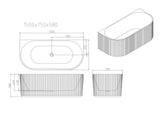 Rose Fluted Back-to-Wall Bathtub - Matt White
