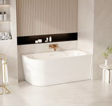 Rose V-Groove Corner Bathtub - Matt White