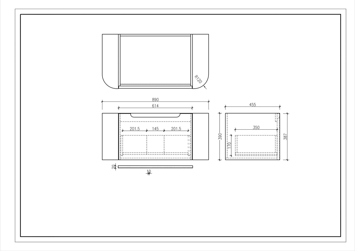 Rome 900mm Wall-Hung Cabinet - Matt Black