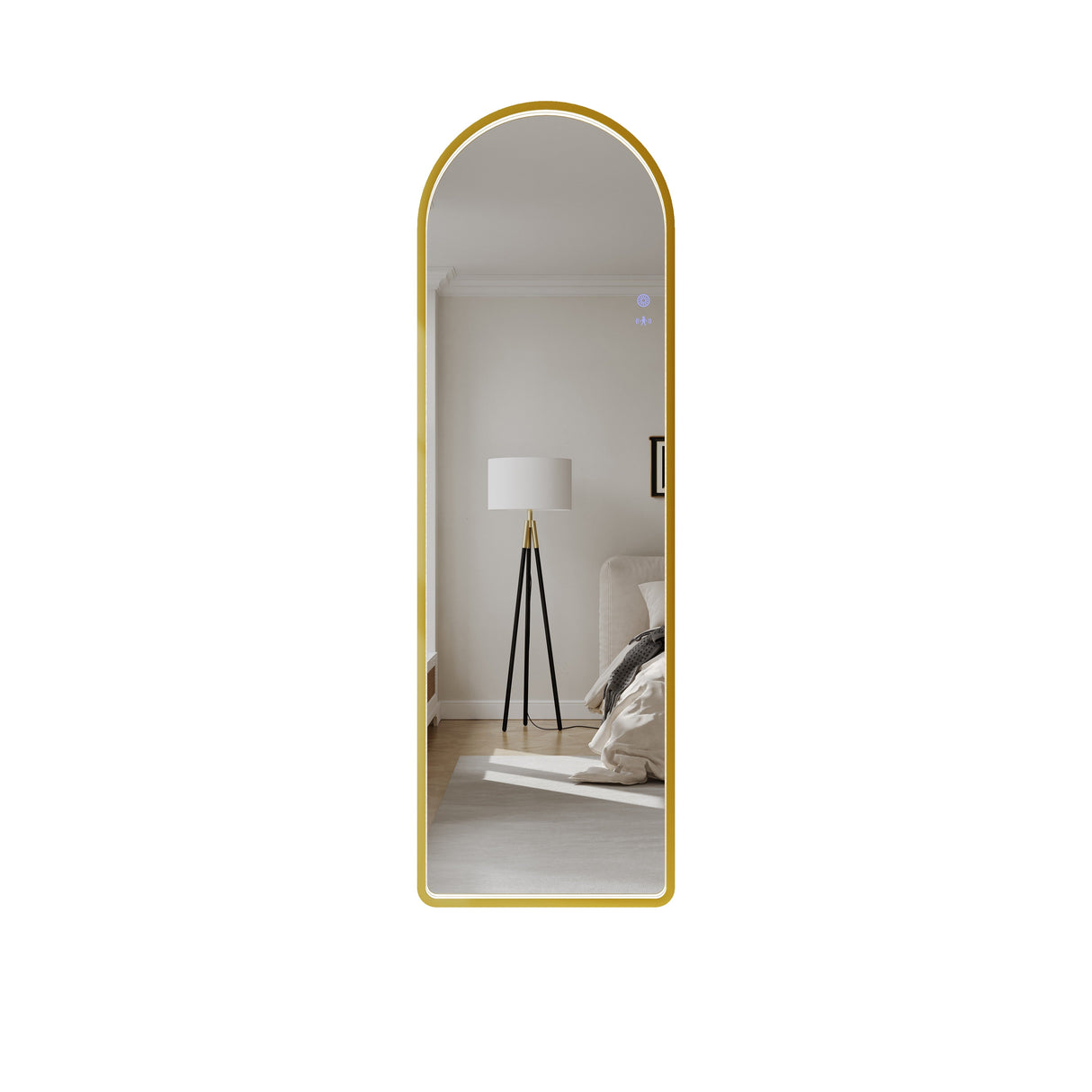 Saga 500×1600mm Freestanding LED Arch Mirror - Brushed Gold