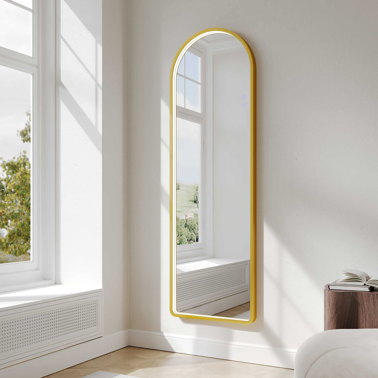 Saga 500×1600mm Freestanding LED Arch Mirror - Brushed Gold