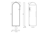 Saga 500×1600mm Freestanding LED Arch Mirror - Brushed Nickel