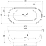 Oval Freestanding Bath 1700x800x600mm