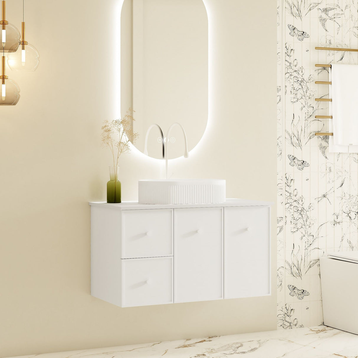 Seattle 900mm Wall-Hung Cabinet - Matt White