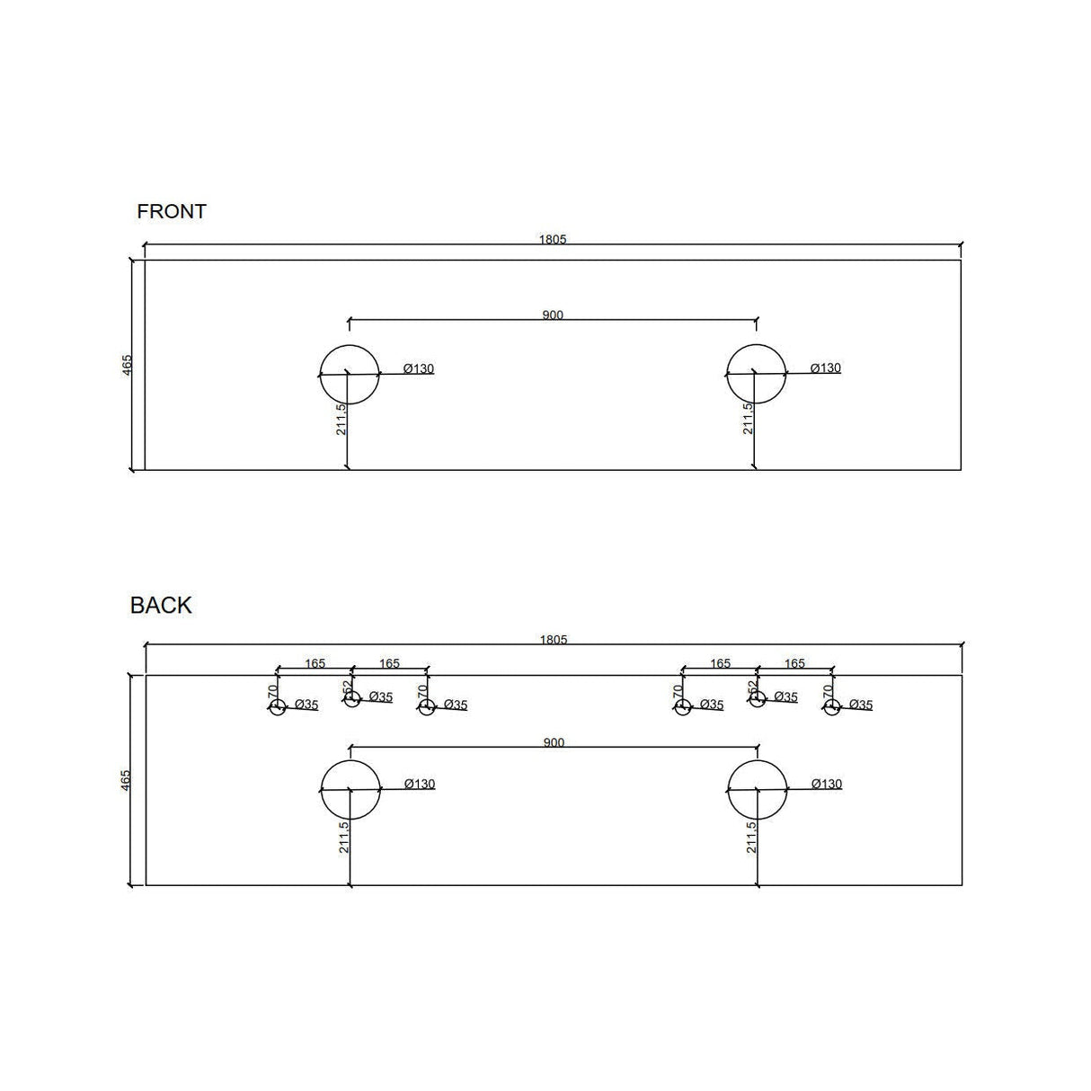 HERA 1800mm Wall-Hung Vanity - Black Oak