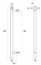 Vertical Single Square Heated Towel Rail