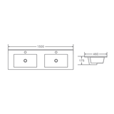 Mercio 1500mm Double Bowl Ceramic Top Vanity Basin