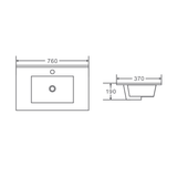 Mercio 750mm Slim Ceramic Top Vanity Basin
