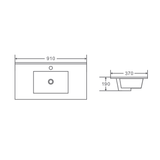 Mercio 900mm Slim Ceramic Top Vanity Basin